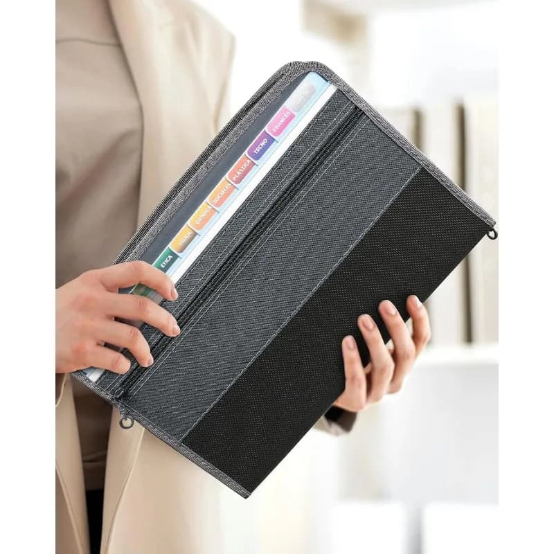 Organizzatore di file espandibile Borsa per cartelle con cerniera per documenti A4 con fisarmonica a 13 tasche Stile caldo