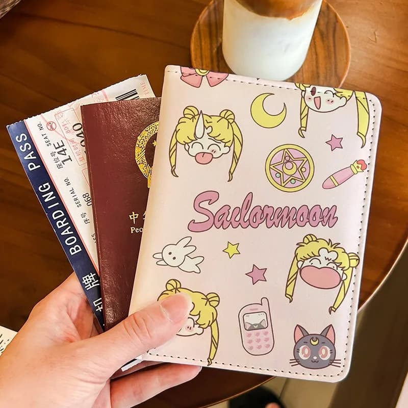 Porta Passaporto Portatile Sailor Moon, Custodia Protettiva per Documenti, Portafoglio Multifunzione per Carte, Merchandise Anime