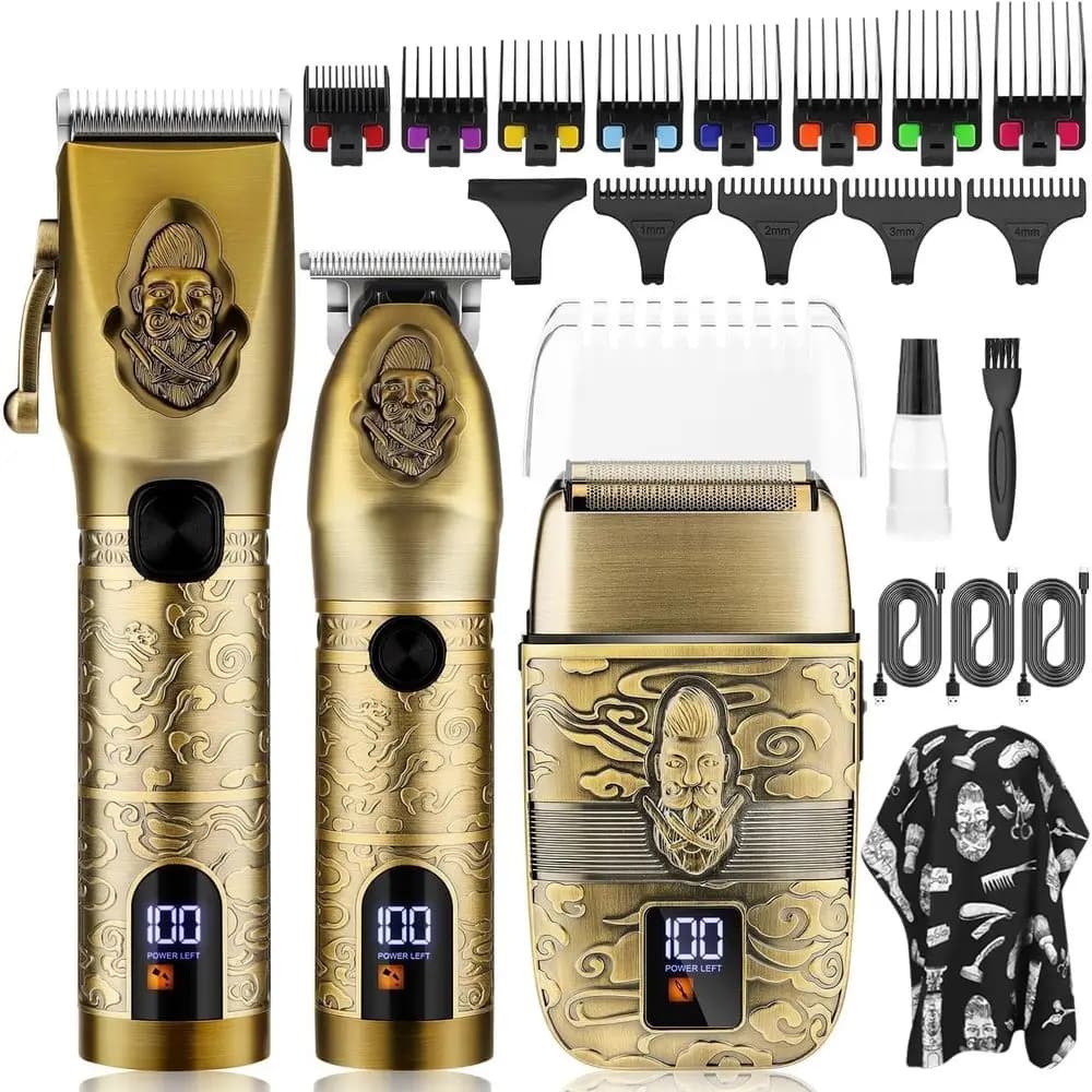 Set di tagliacapelli elettrici con lama a T per uomo - Kit per la cura della barba con tagliacapelli per il taglio dei capelli