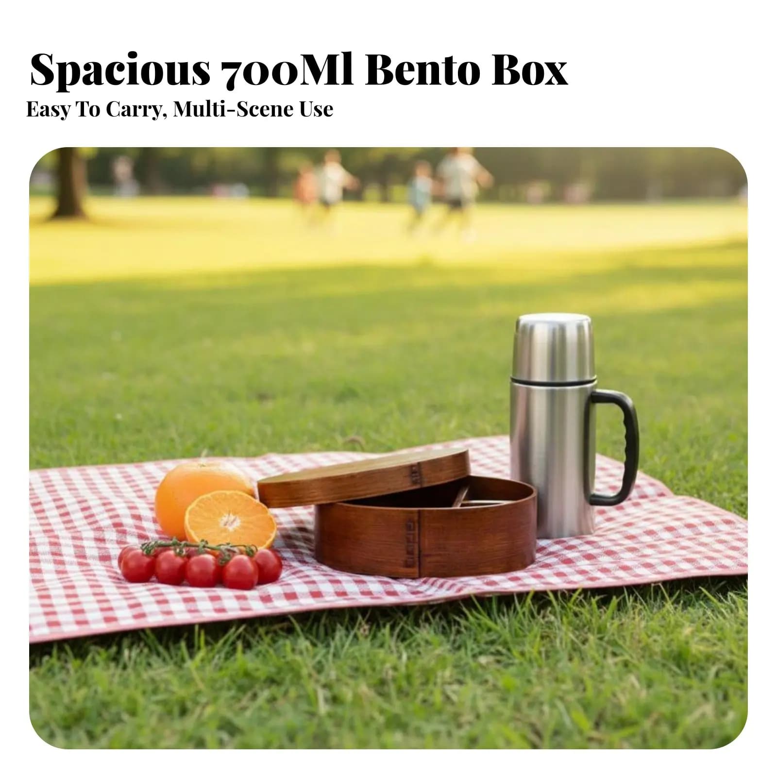 Contenitore per Pranzo in Legno, Stile Giapponese Ovale, in Cedro, Portatile, per Pasti all'Aperto, Sushi, con Divisori