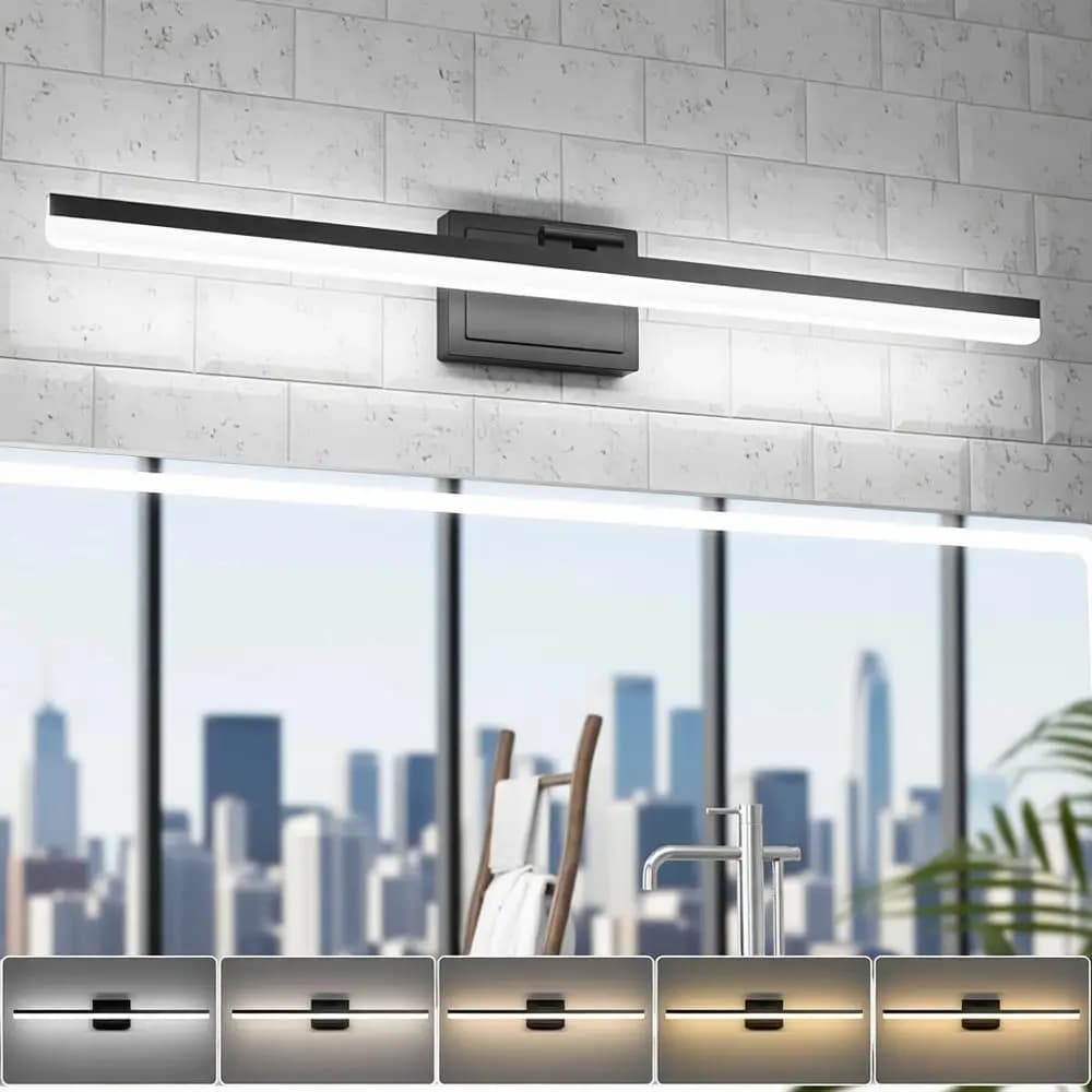 Lampada LED Dimmerabile 31,5 28W 5CCT per Specchio da Bagno, Barra Nera per Specchio da Camera da Letto - Certificata ETL