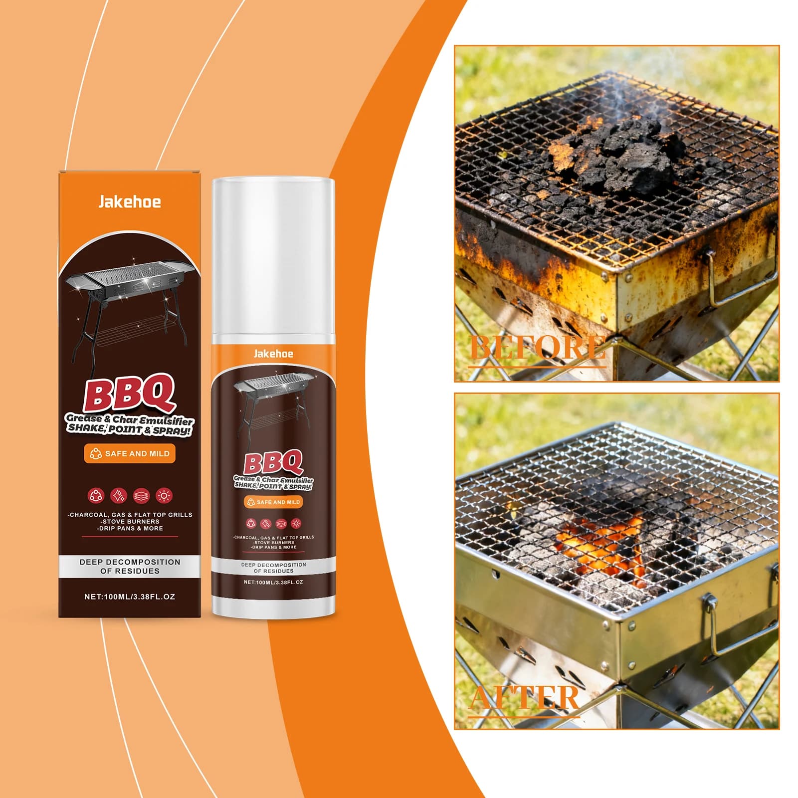 Detergente per barbecue, forni e padelle da esterno, sciogli grasso e macchie per uso domestico