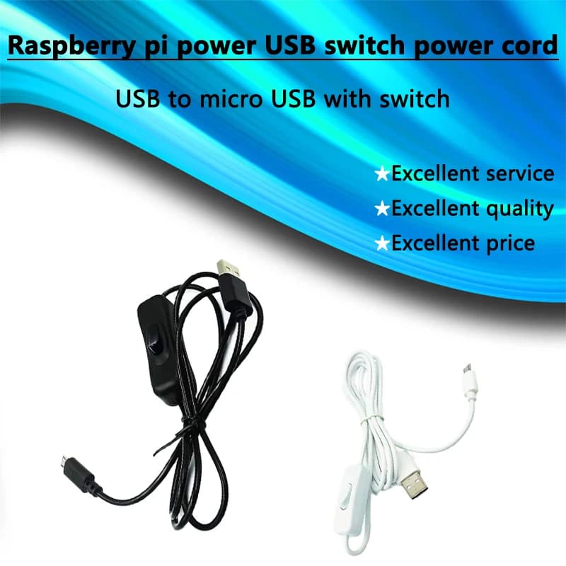 alimentatore raspberry pi Cavo di alimentazione interruttore USB da USB a micro USB con interruttore