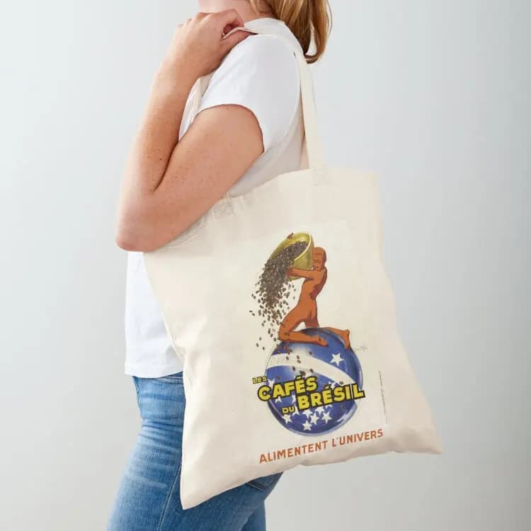 Les CAFES Du BRESIL Powers the Universe 1930 France Art Deco Poster by Jean D' Ylen Tote Bag Gift bag Large bags for women
