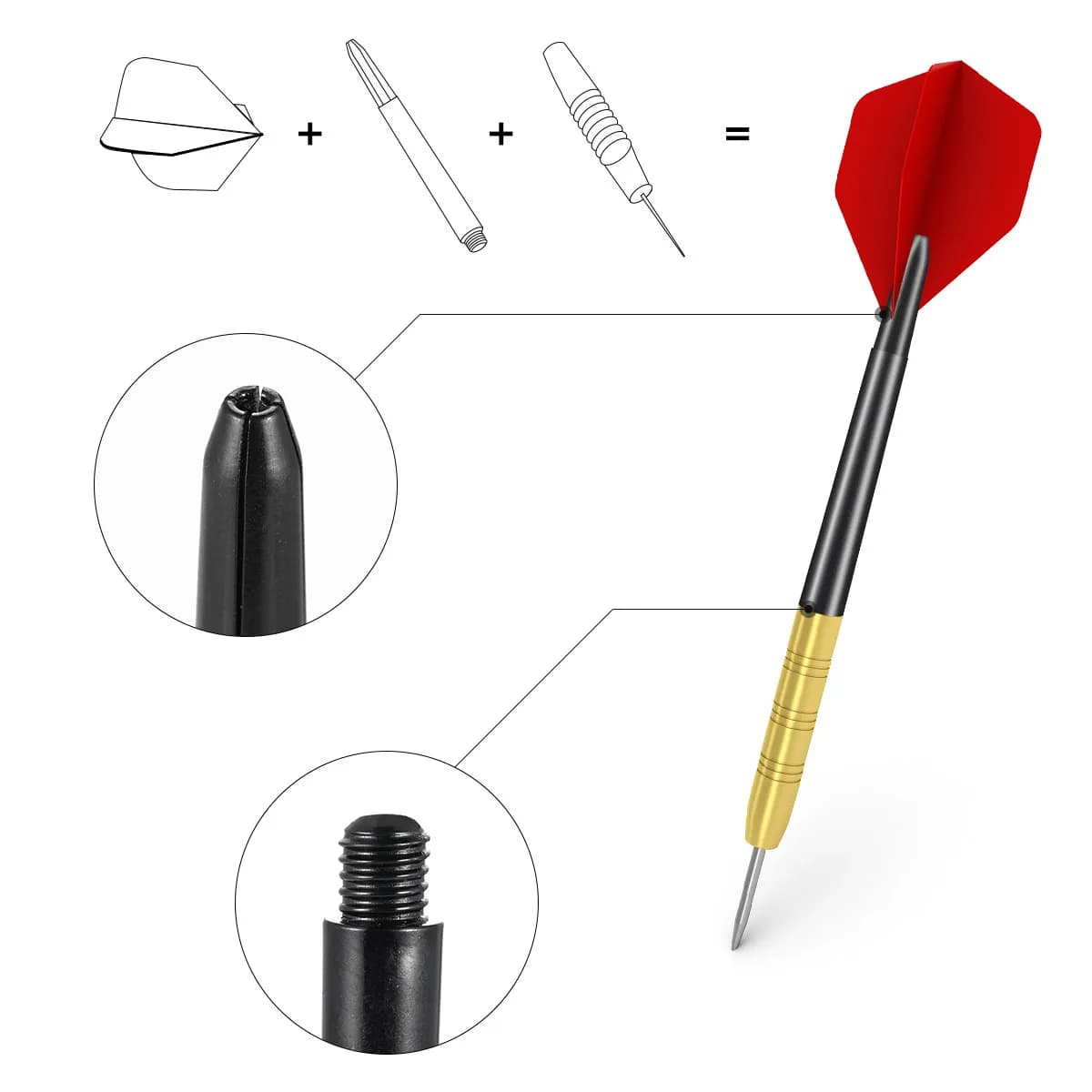 100Pcs Plastic Dart Shafts 48Mm Medium Length 2Ba Thread Standard Fit for Steel Tips Flights High Quality Even Slot Distribution