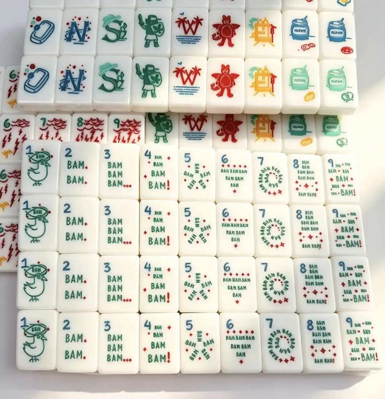 XTY Educational Mini American Mahjong Tiles for Kids Vibrant Colorful Pattern Parent Child Interactive Board Game 160pcs
