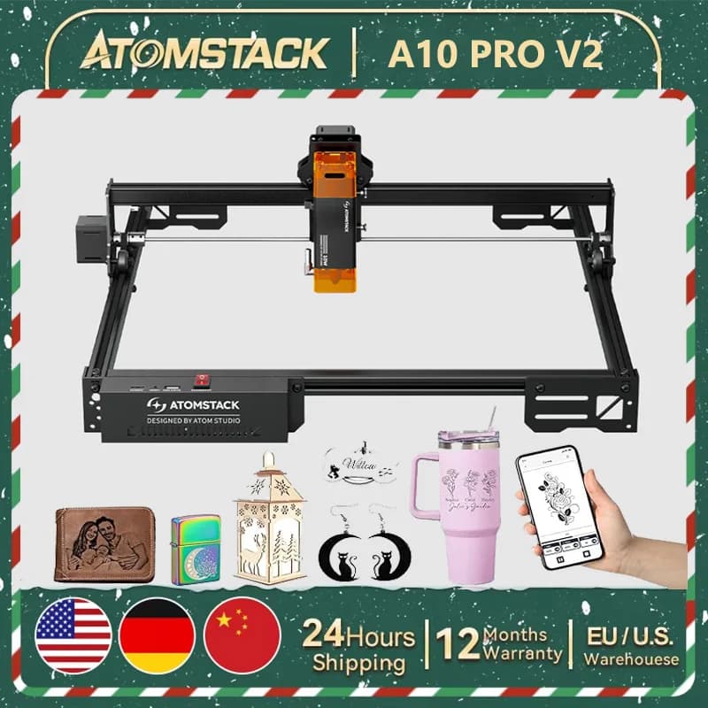 ATOMSTACK A10 PRO V2 Laser Engraver 10W, Working Area 400*400mm, High Speed Laser Engraving Machine 400mm/s for Wood and Metal
