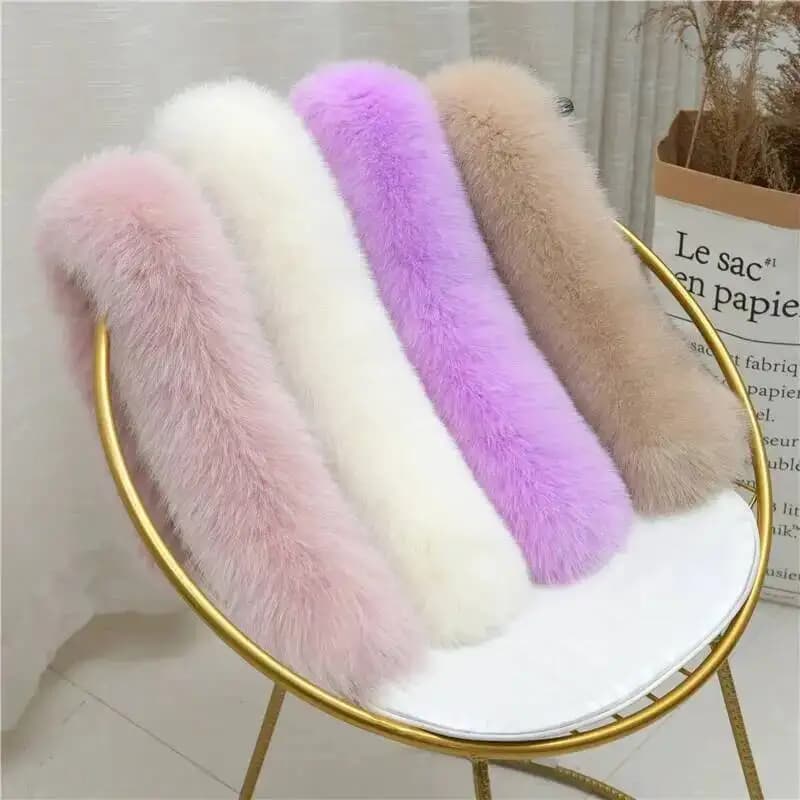 Collo in Vera Pelliccia di Volpe, Sciarpa di Lusso Staccabile per Giacca e Cappotto da Donna, Decorazione Spessa e Calda