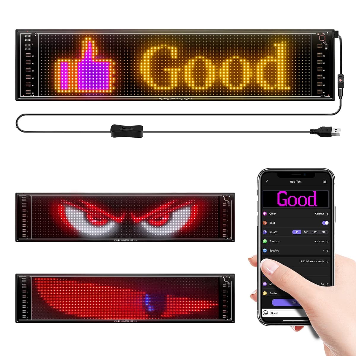 Pannello a matrice LED multifunzionale di aggiornamento 2025, cartello LED a scorrimento con controllo APP, pannello a matrice LED flessibile Graffiti personalizzato per auto