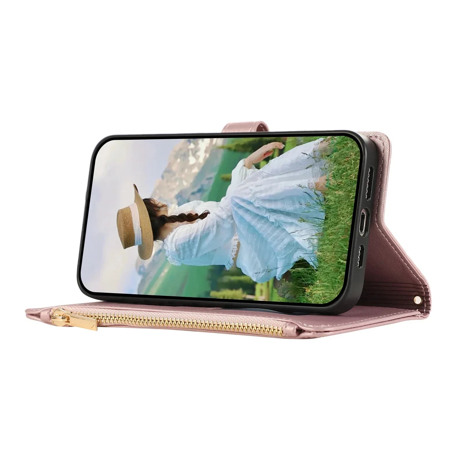 Leather shoulder bag with zipper and wallet for Xiaomi Redmi Note 13 Pro Plus 12 11 13C 13T Little M6 X6 X5, with lace and diamond decorations