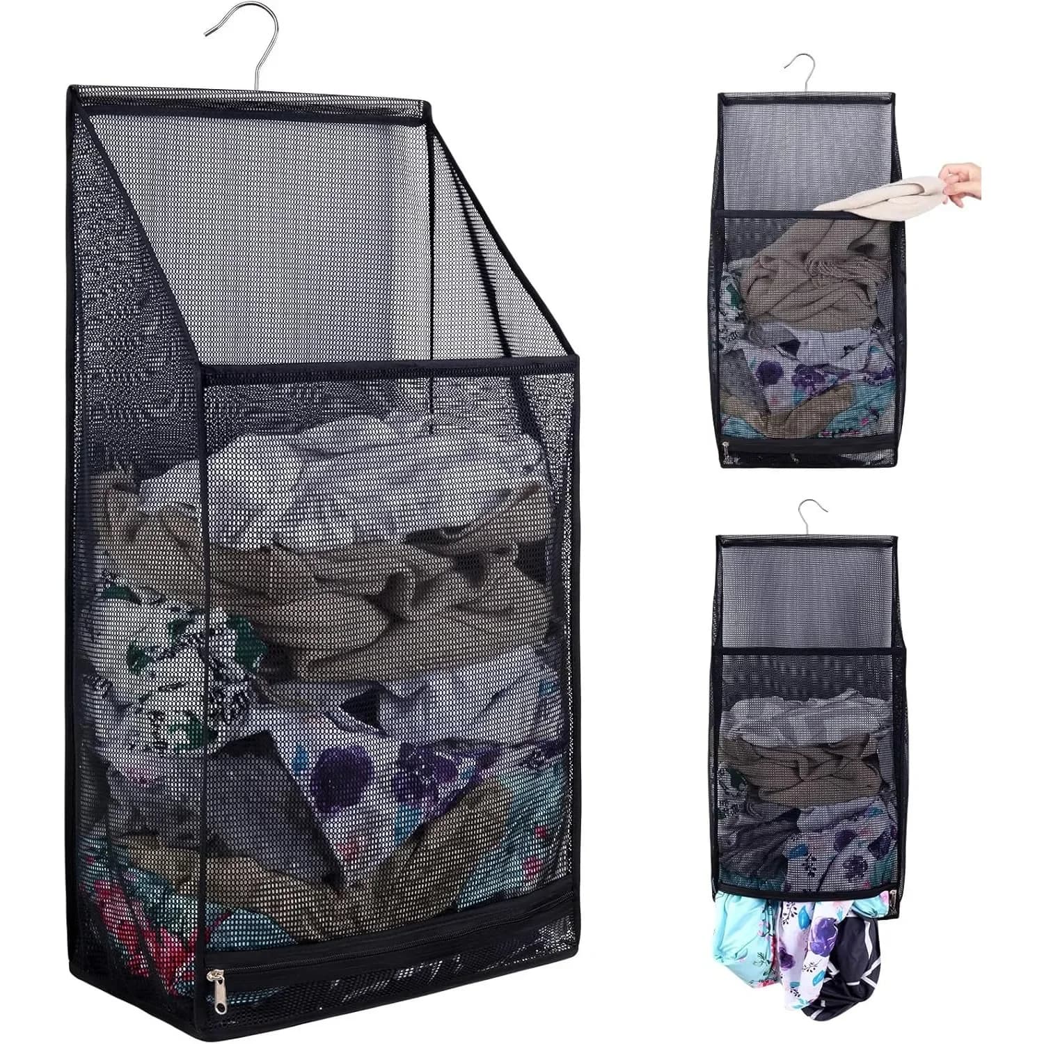 Large Capacity Over the Door Laundry Hamper Space Saving Hanging Collapsible Breathable Mesh Laundry Bags Laundry Hamper Storage