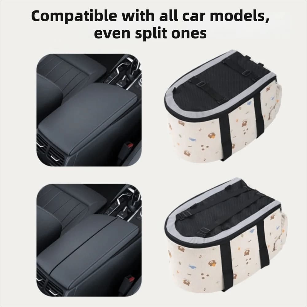 Cartoon Pattern Dog Car Seat Comfortable with Safety Leash Pet Car Safety Seat Large Capacity Pet Central Control Car Seat