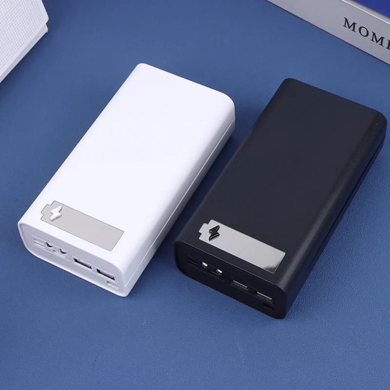 Custodia/Contenitore Portatile per Power Bank T12 Nero/Bianco con Ricarica Rapida QC3.0 per 12 Batterie 18650 e Display LCD