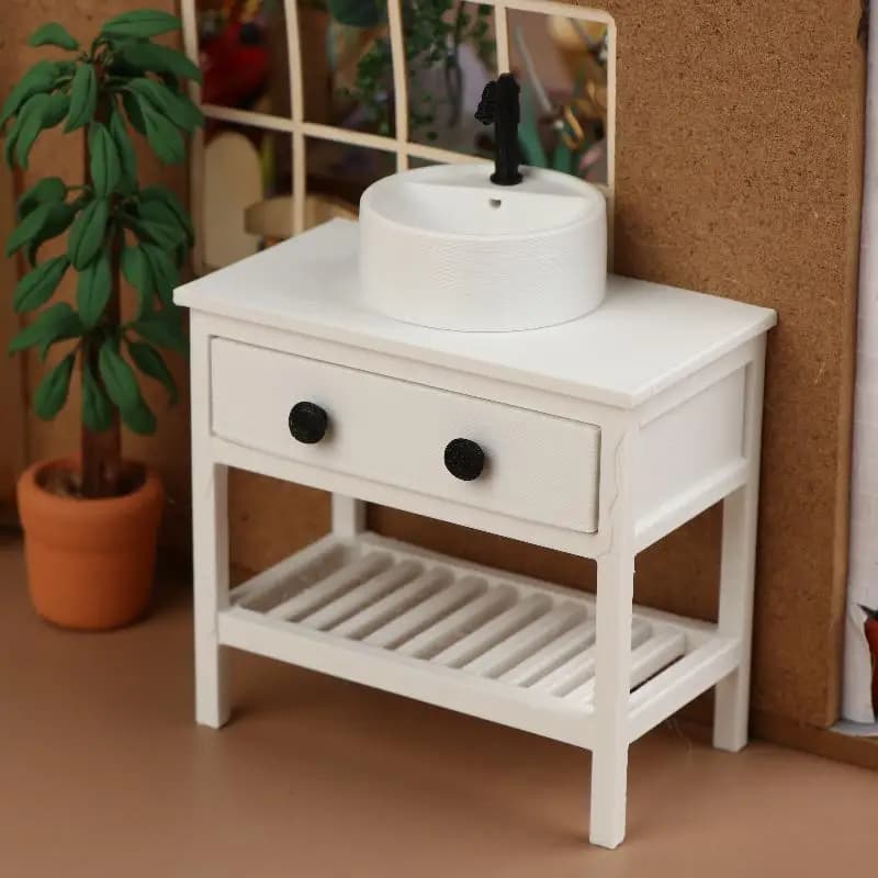 Modellino di Lavello e Mobile per Casa delle Bambole 1/12, Arredamento Bagno, Decorazione per Scenari di Vita, Giocattoli Ornamentali