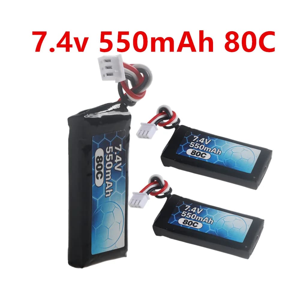Batteria Lipo 2S 7.4V 550mAh 80C per Quadricottero, Elicottero, Drone FPV, Ricambio Ricaricabile