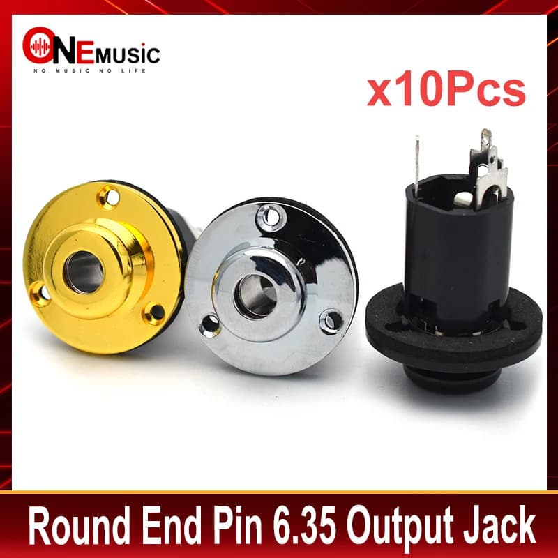 10 Pezzi Jack di Uscita Rotondo in Ottone Stile Pin da 6,35 mm per Chitarra Acustica in Ottone, Ukulele, Equalizzatore EQ, Uscita Pickup
