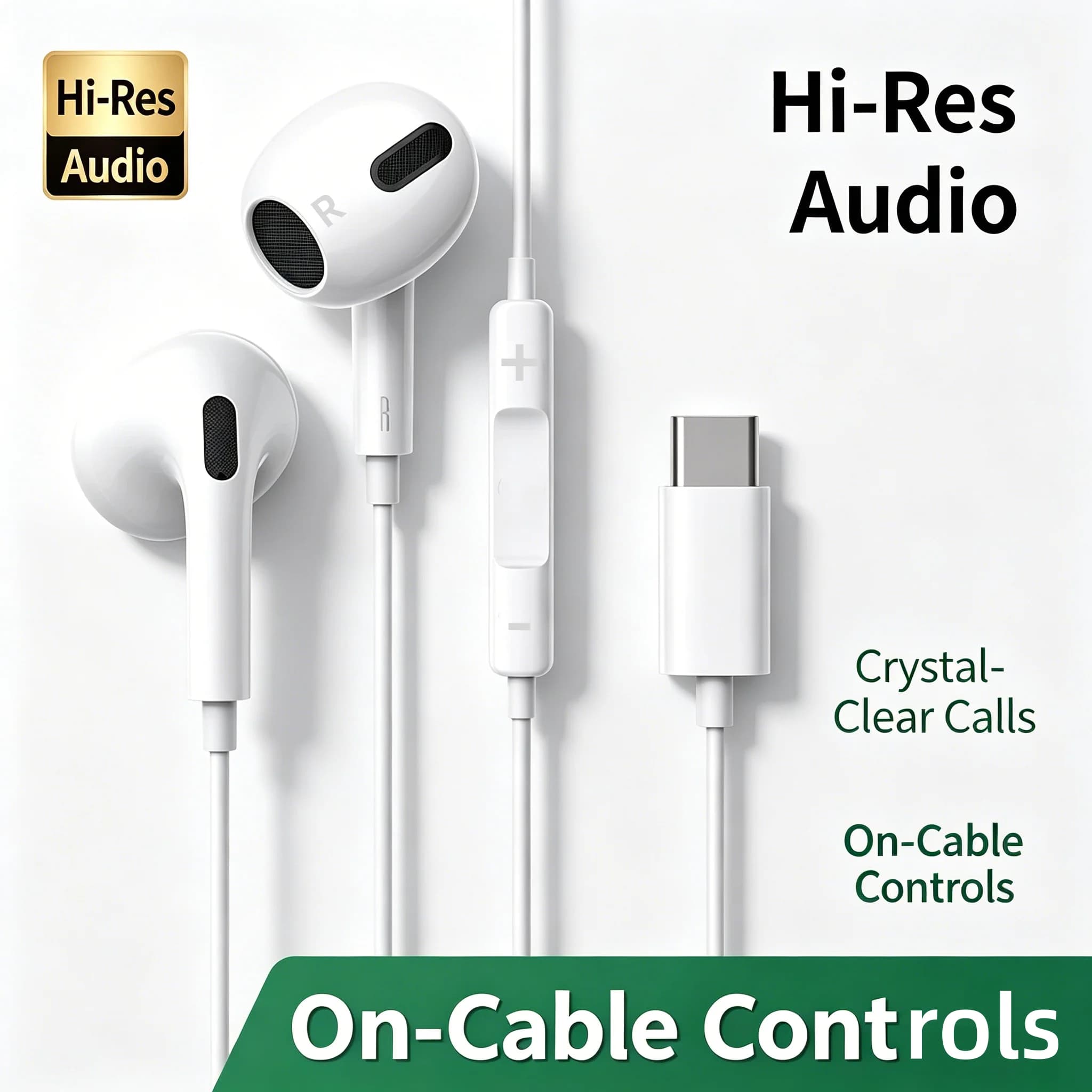 Gen4 Earphones Wired Small Talk Type C 3.5mm HeadEarsets Noise Cancelling Bass Earbuds In Ear Control Mic Earpiece Android Phone