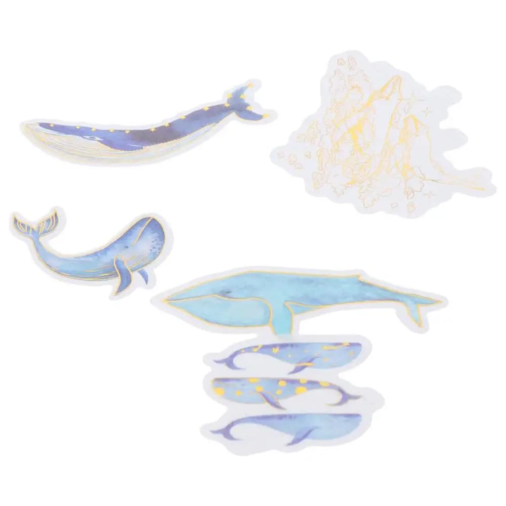 Decorative Stickers Blue Stickers White Washi Paper Sea Stickers Whale Stickers for DIY