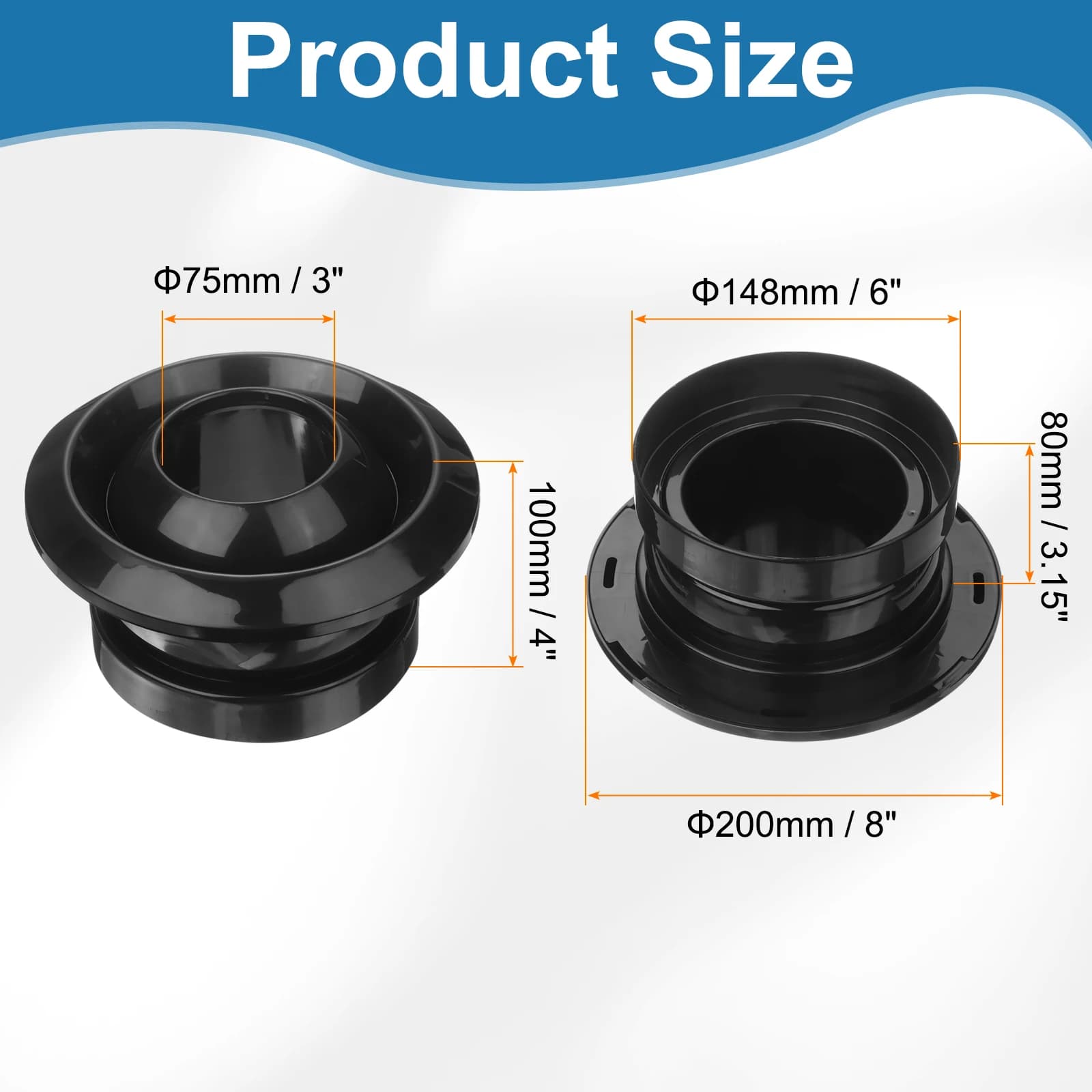 1/2Pcs Round Air Vent Covers Ceiling Ball Jet Nozzle Air Diffuser ABS Plastic Exhaust Adjustable Valve Vent Diffuser Black White