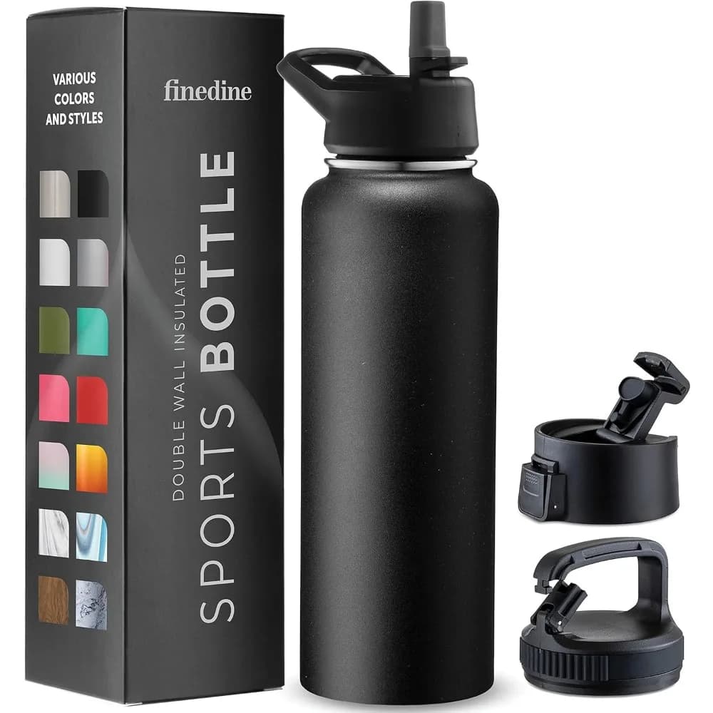 Bottiglia d'Acqua in Acciaio a Triplo Isolamento da 25oz con Cannuccia e Tre Coperchi Antigoccia per Viaggi, Scuola, Palestra, Bambini e Adulti