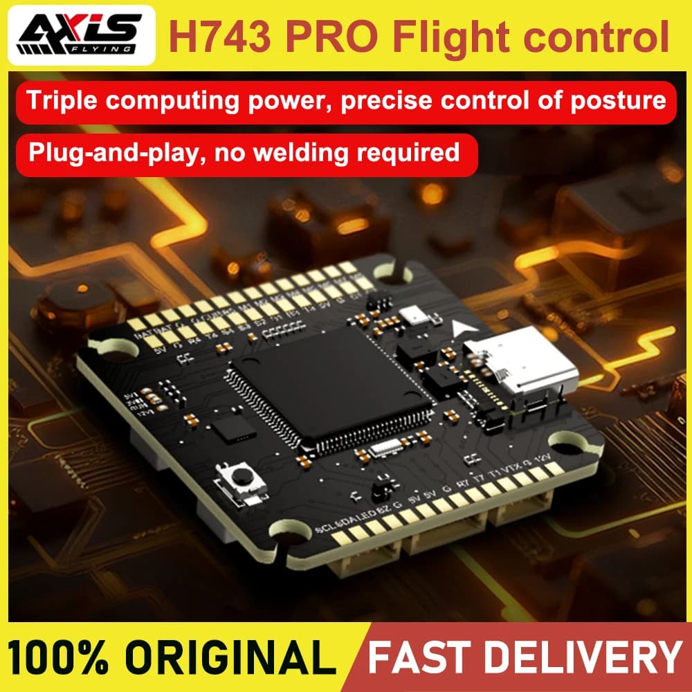 Axisflying H743 PRO Flight Controller STM32H743, Dual ICM-42688P Gyros 38x38x8mm for FPV Freestyle Drone