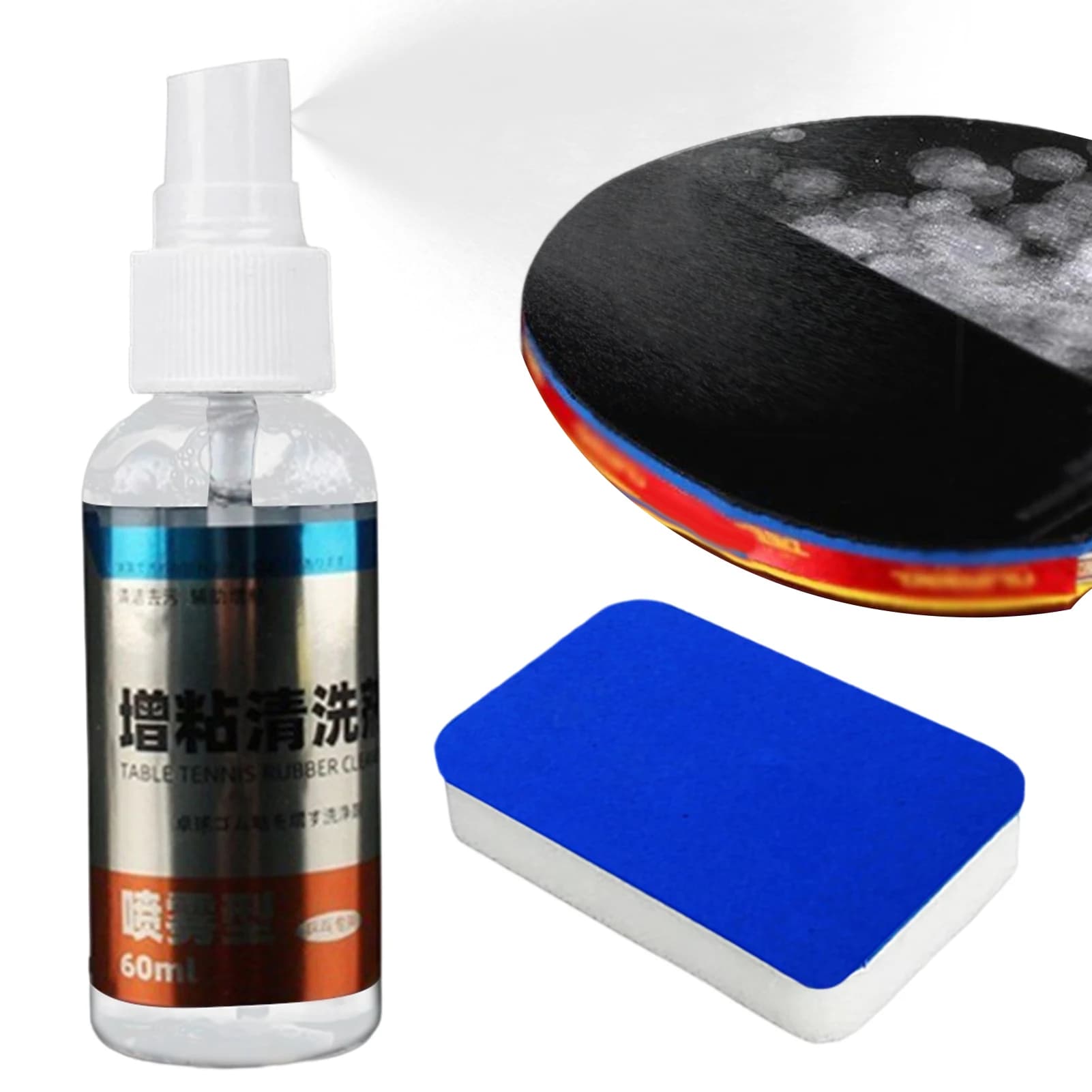 60ml Agente di pulizia professionale Racchetta da ping pong Detergente in gomma Pingpong Tackifier Racchetta in gomma Tipo spray Antistatico