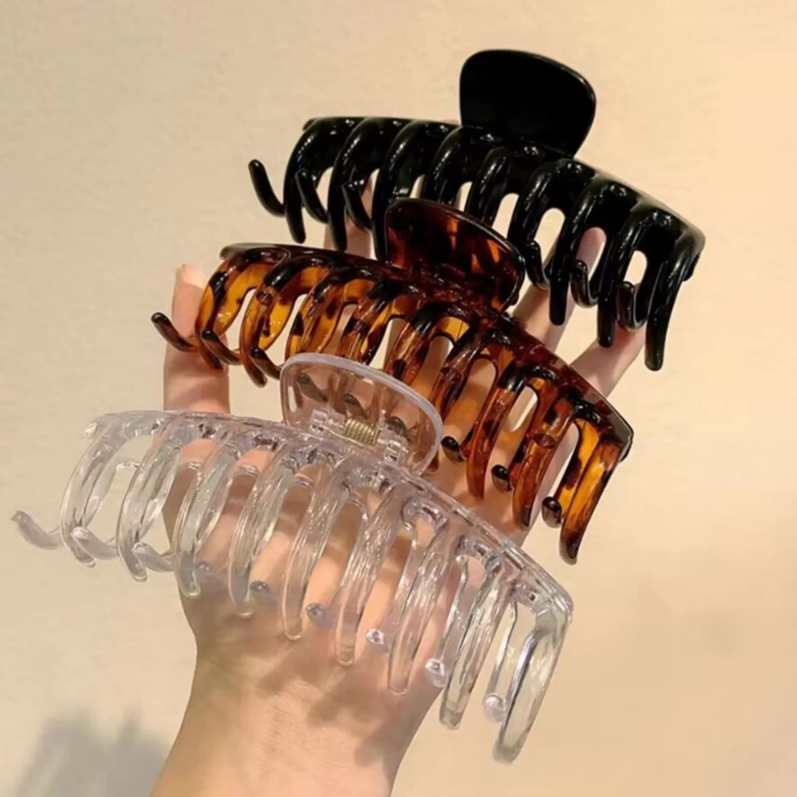 1 clip for large hair claws, turtle in 4 pieces and transparent styles, stylish hair accessories, ideal for everyday and casual