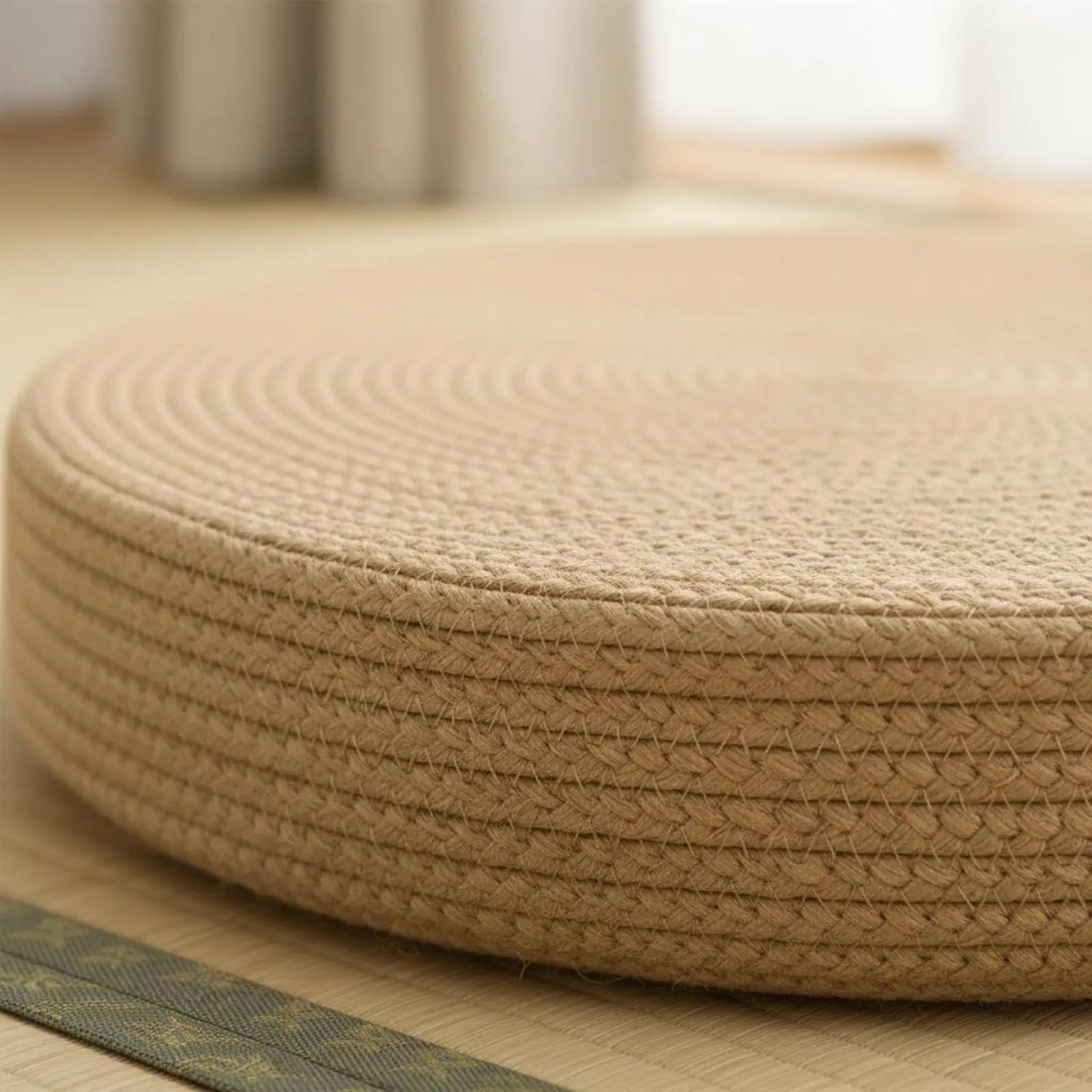 Braided Cotton Thread Tatami Seat Cushion for Tea Room Meditation Floor Pillow