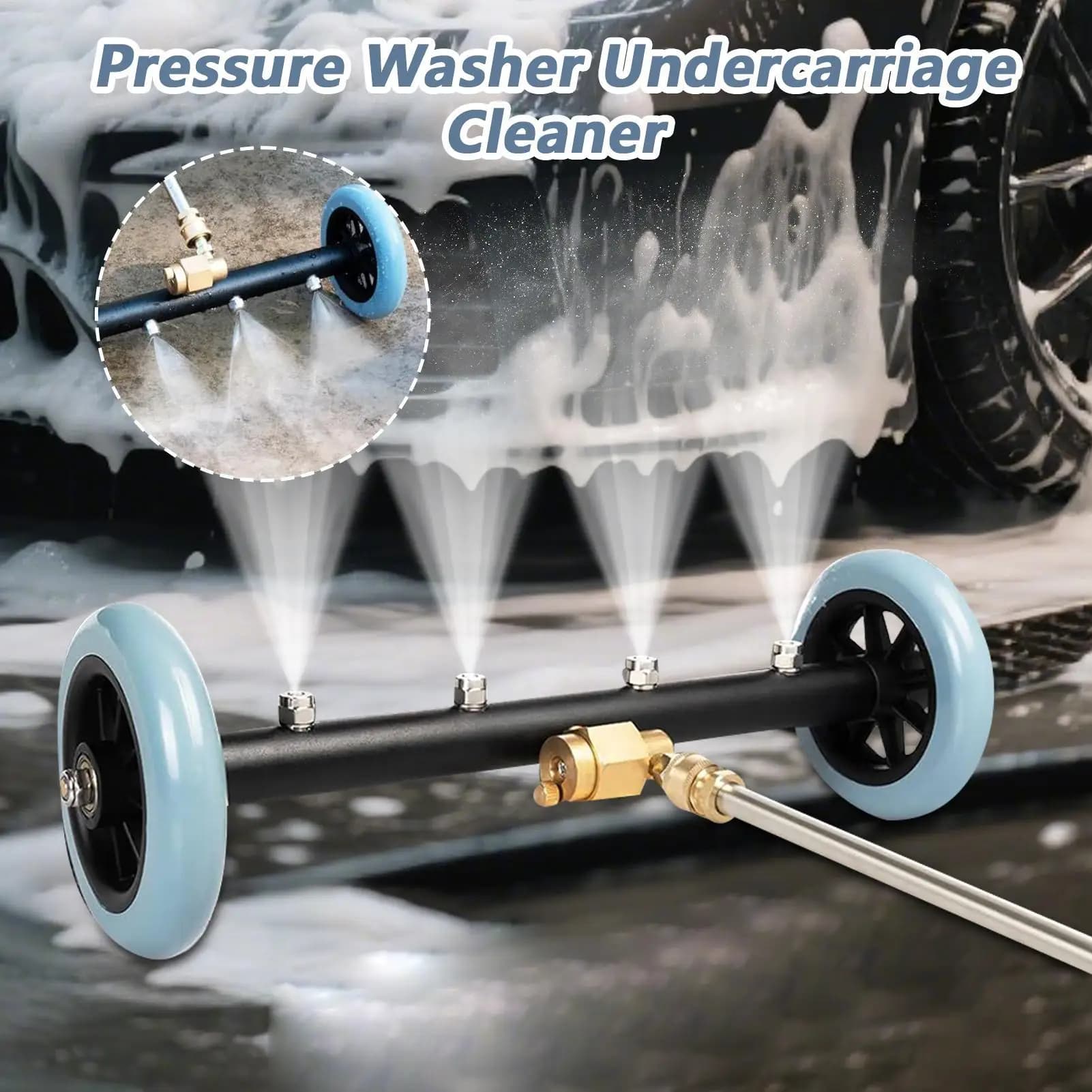 Idropulitrice ad Alta Pressione 4000PSI per Sottoscocca Auto, 16 Pollici, con 2 Aste di Prolunga e Asta Angolata a 60 Gradi