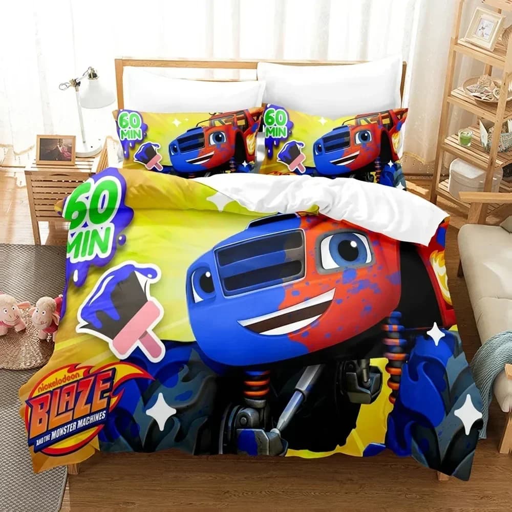 Set di biancheria da letto Blaze N Monster Machines con stampa 3D, copripiumino a tema cartoni animati, per letto singolo, matrimoniale, queen, king, per adulti e bambini.