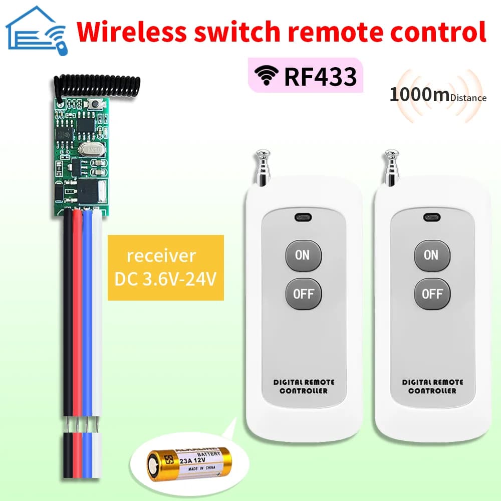 433MHZ DC 3V-24V Micro Ricevitore Interruttore di Controllo Remoto Senza Fili 3.6V 5V 9V12V 24V Universale Modulo RF Ricevitore Trasmettitore