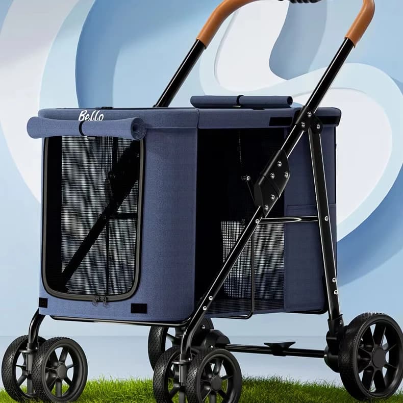Trasportino di Lusso Pieghevole per Cani e Gatti con Finestre in Tessuto Oxford, Stile Zaino, Passeggino per Animali Domestici