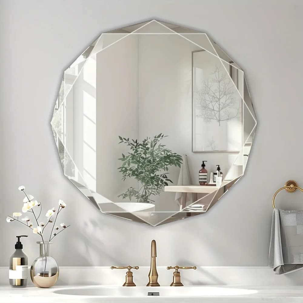 Specchio da bagno da parete, specchio circolare da 20''/24''/30'', specchio da bagno con cornice, specchio da parete senza cornice con bordo smussato