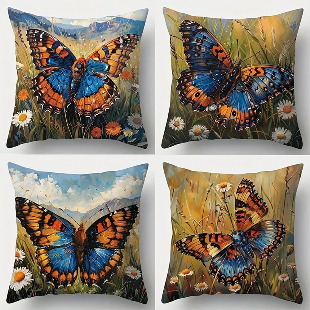 A Butterfly in A Floral LandscapeSuitable for Sofa Car Bedroom Decorative Cushion Cover Pillow Cover