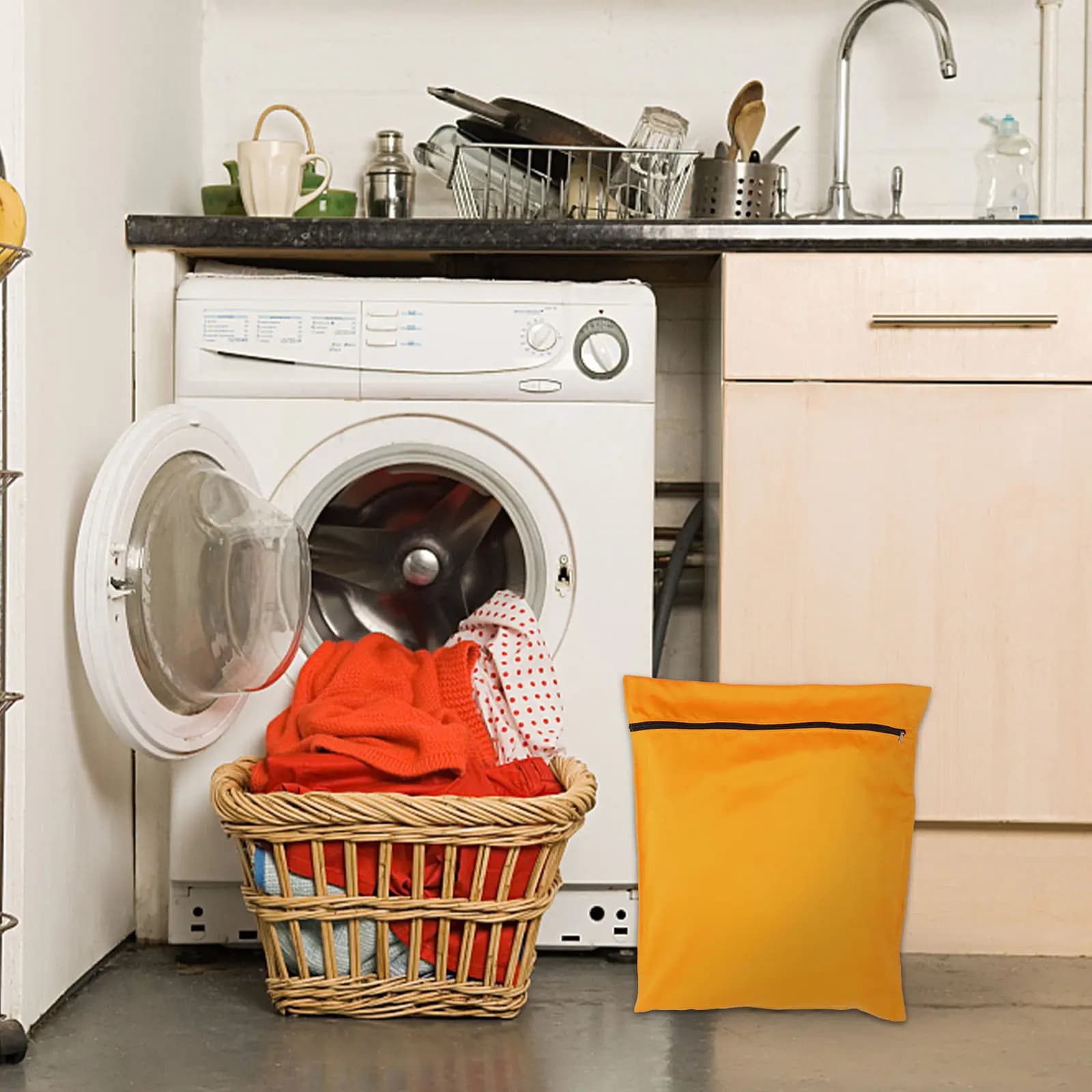 Sacca per lavatrice resistente per vestiti, biancheria, coperte e asciugamani per animali domestici, ideale per casa e viaggi, sicura e senza peli