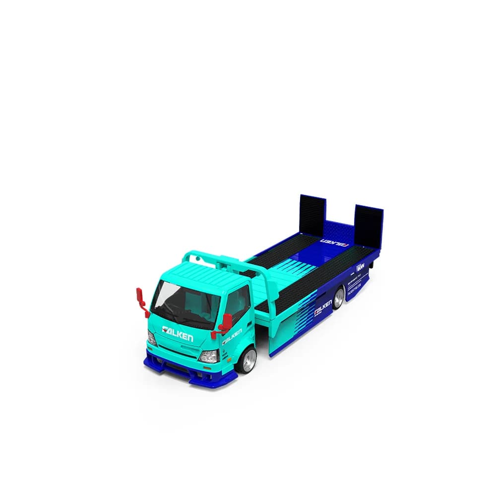 *Preordine* Modellino Auto in Scala 1:64 H300 con Rimorchio Pianale Falken, Simulazione Verniciata in Lega per Collezione e Regalo