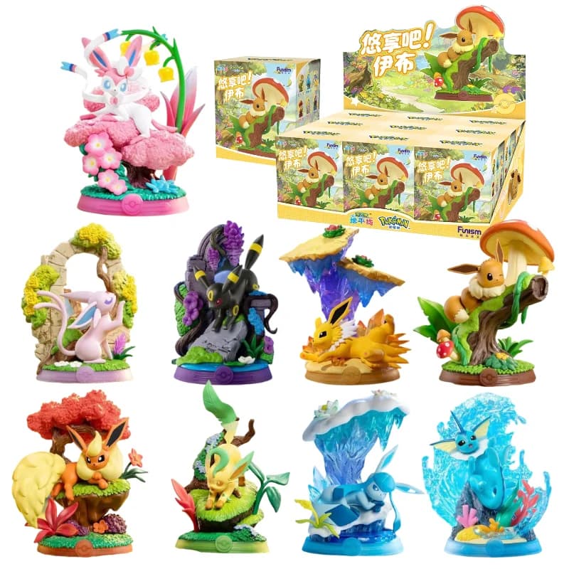Anime Pokemon Funism Original Genuine Eevee Family Suit BlindBox Flareon Umbreon Sylveon Action Figure Collection Model Toy Gift