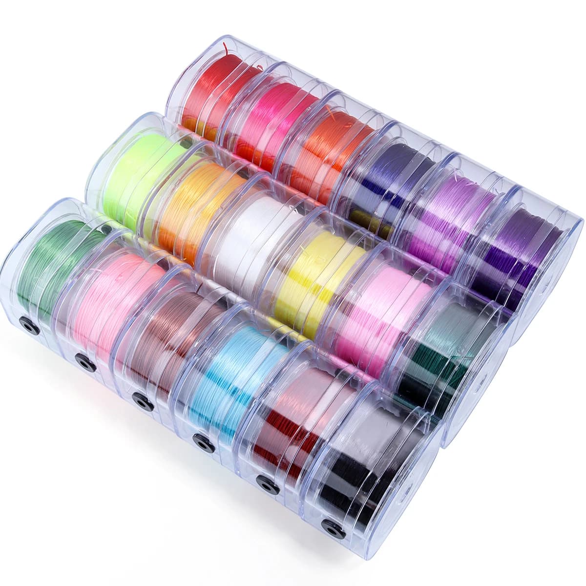 1Roll Elastic Beaded Rope Square Transparent Box Colorful Beaded Cord Elastic Wire for Bracelet Necklace Jewelry Accessories