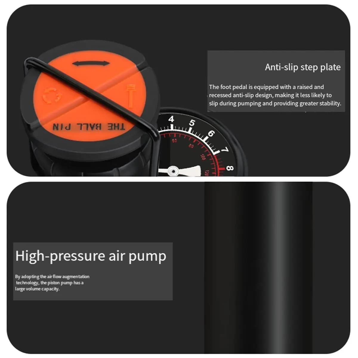 B72ABG Bicycle Tire Inflator Foot Portable Mountain Road Bike Pump Fits Presta Schrader Valve Motorcycle Cycling Accessories