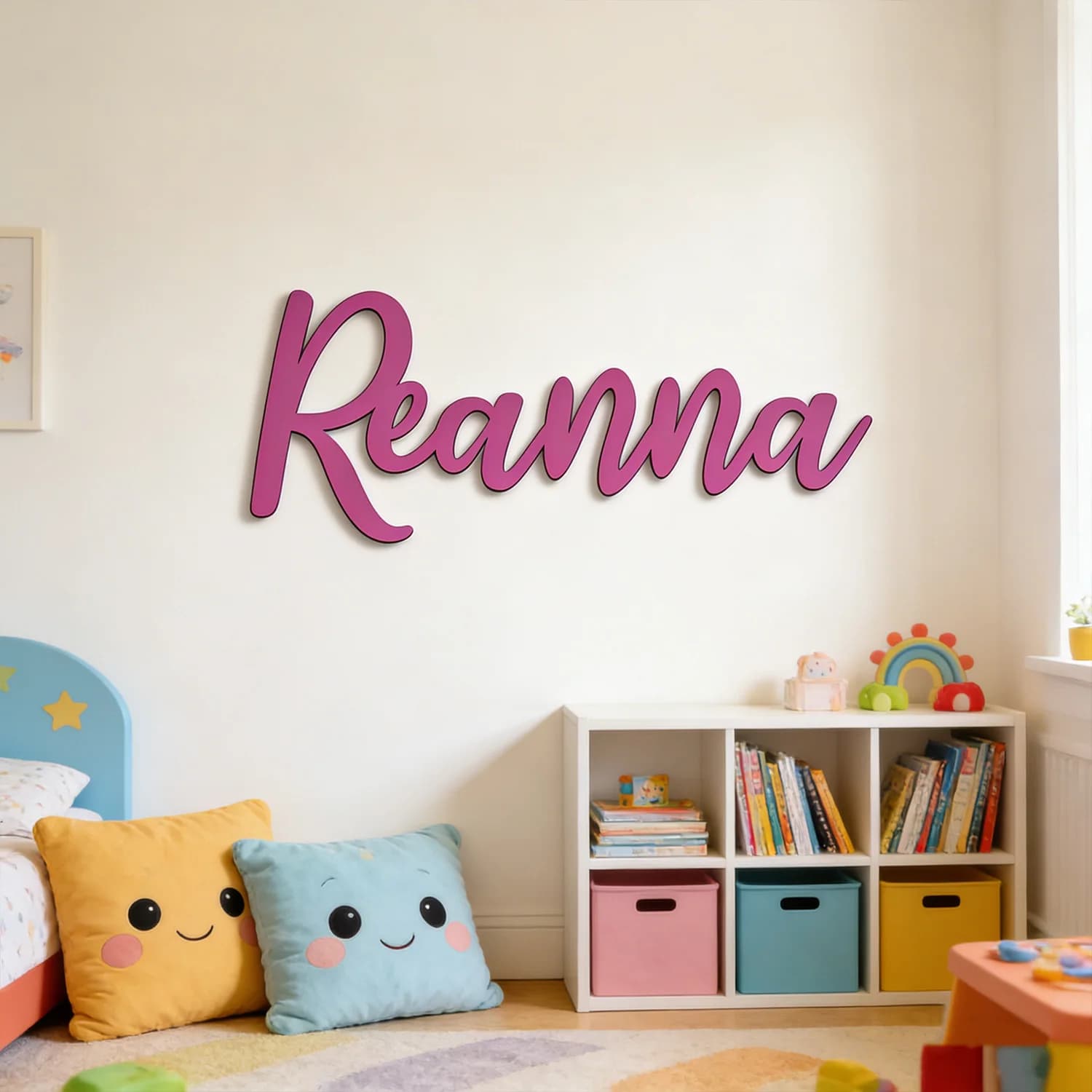1 simpatico cartellino con nome per la cameretta dei bambini, nome personalizzabile, etichetta decorativa da parete con nome
