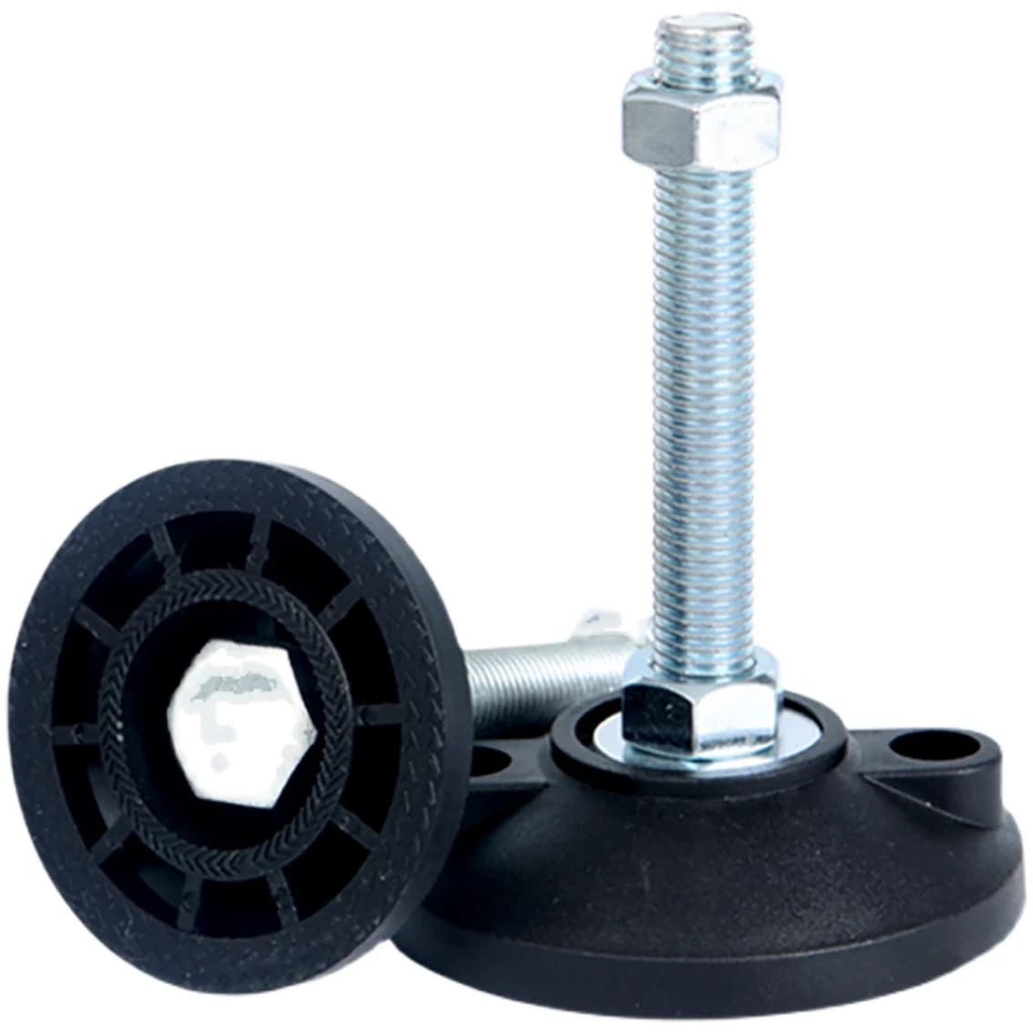 Base da 60 mm in nylon acciaio al carbonio zincato piedino fisso/vite per fondotinta regolabile/supporto base ammortizzante in gomma