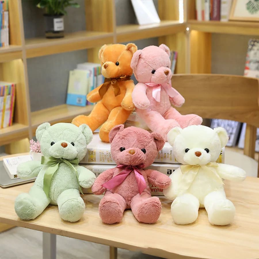 Orsacchiotto di Peluche con Nastro da 45cm, Bambola di Stoffa Kawaii, Regalo di Compleanno per Bambini, Decorazione per la Camera