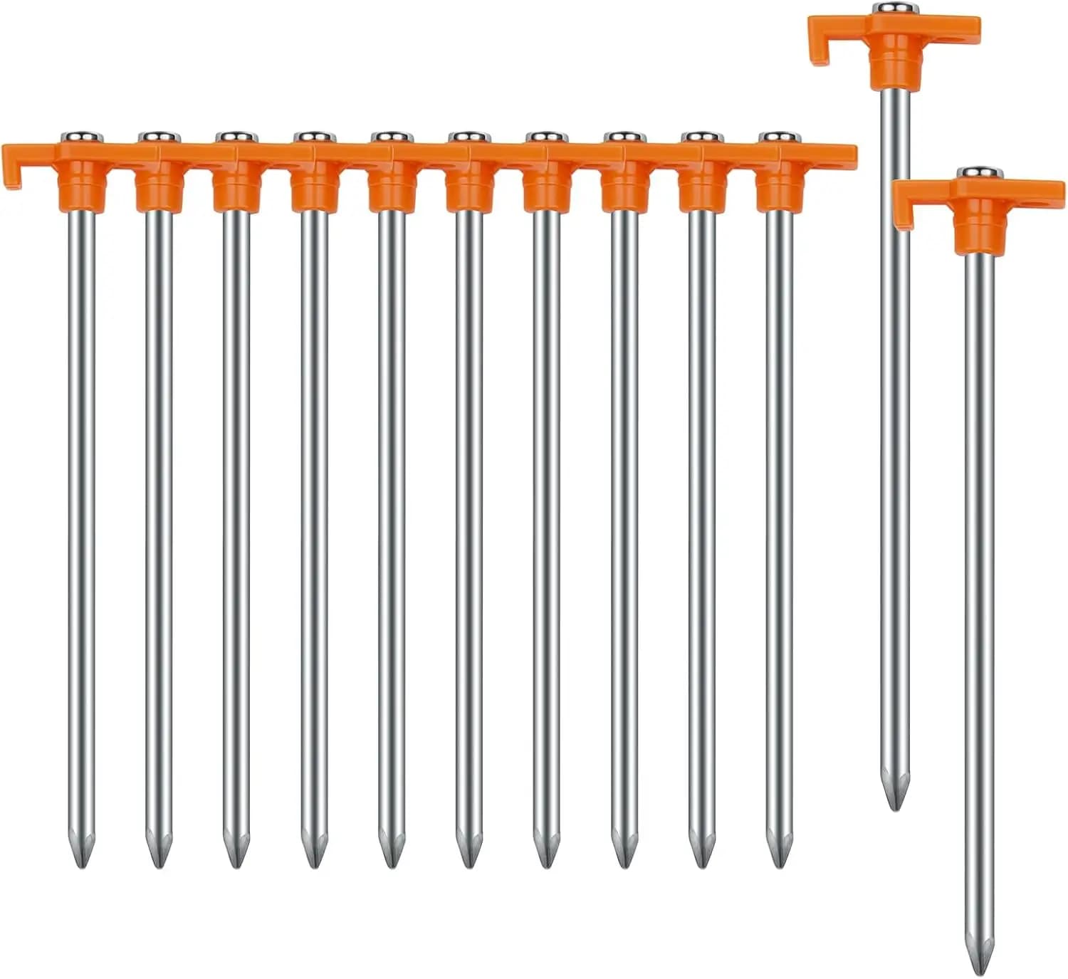 Picchetti per tenda in metallo antiruggine da 7,1 pollici, confezione da 12, per campeggio, giardino, escursionismo - Arancione brillante