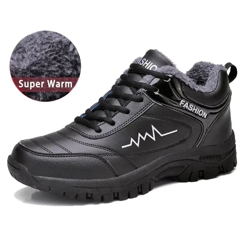 Stivali da neve da uomo invernali Scarpe da lavoro da uomo Peluche Tenere al caldo Sneaker Uomo Stivali da neve impermeabili all'aperto Scarpe casual Stivale in pelle