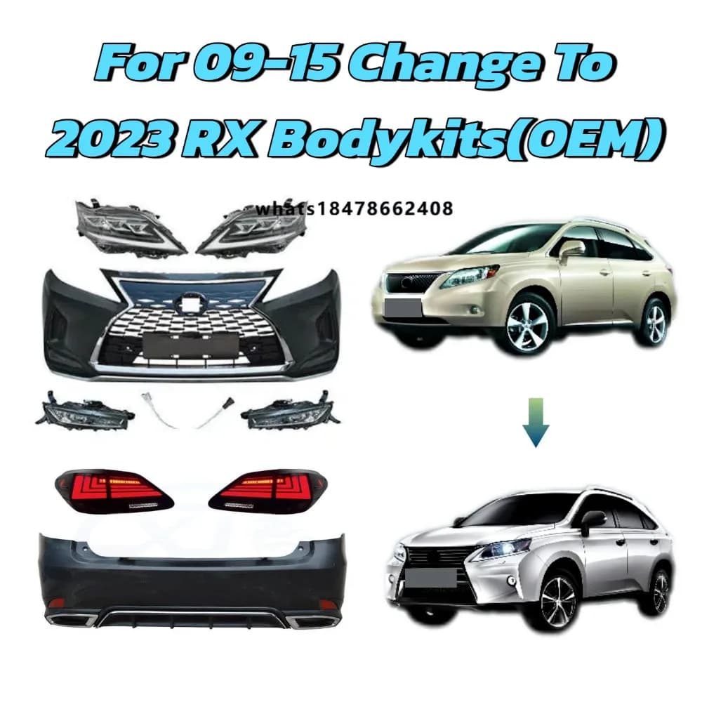 Full Body Kit Fits for RX350 RX450h 2009-2015 Upgrade to 2023 2024 Style Facelift Kit with LED Headlight Taillight Grille