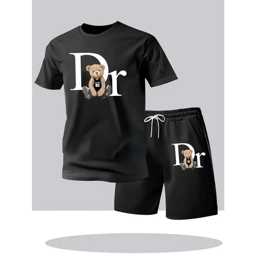Abbigliamento sportivo estivo casual da uomo, traspirante e ad asciugatura rapida, camicia, pantaloncini, set due pezzi di nuovi vestiti per allenamento tennis.