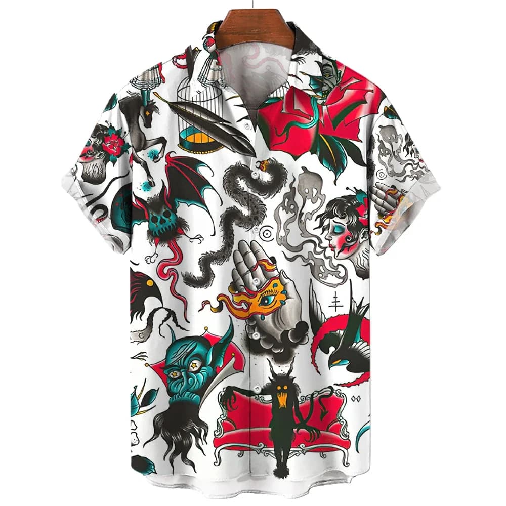 2026 Classic American Traditional Eagle Boat Anchor Beauty Men's Shirt Beach Travel Loose Trendy Shirt