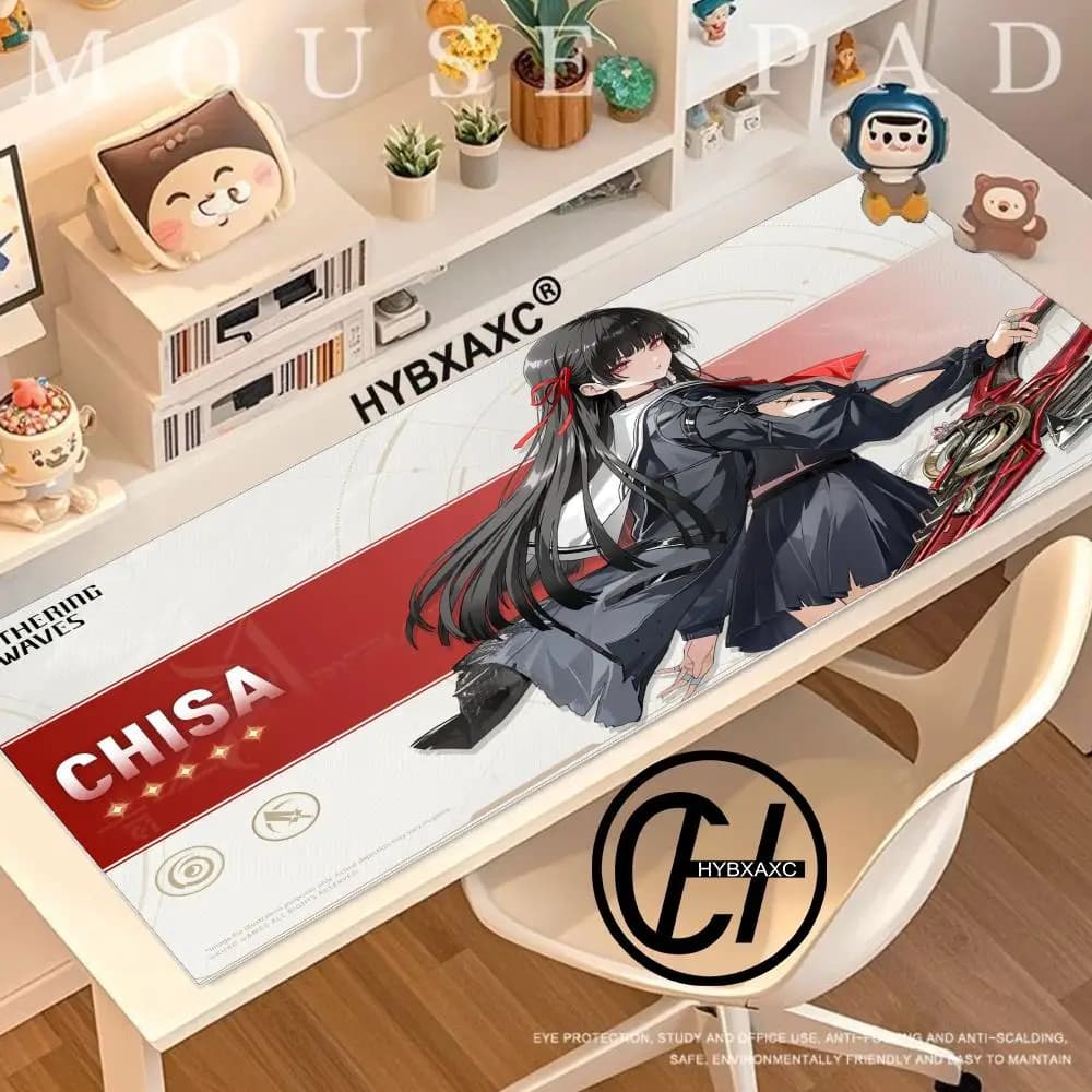 HD Mousepad Chisa New Role Kawaii Gaming Wuthering Waves Cute Anime Girl Mouse Pad Non-slip Rubber Keyboard HD Printing desk mat