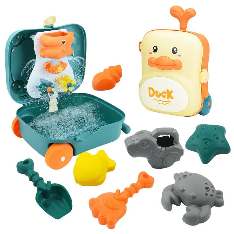 Zaino da bagno per bambini giocattoli da spiaggia custodia per Trolley per anatre accessori da spiaggia Set di stampi per pala giochi di giocattoli di sabbia giochi per bambini