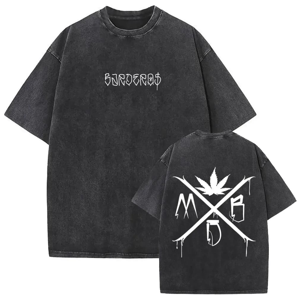 Washed Vintage Trap Rapper C.R.O MDB Merch T-shirt Men Women Hip Hop Fashion Pop Music T Shirts Men's Casual Oversized T-shirts